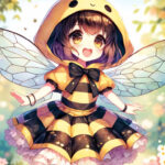 изображение милой девушки, одетой в костюм пчелы