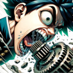 изображение человека в стиле аниме, поедающего металл