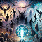 Вот иллюстрация в стиле аниме, вдохновленная эссе о многоликом зле в человеческом бытии.