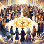 Иллюстрация в стиле аниме, основанная на сути Золотого правила морали.