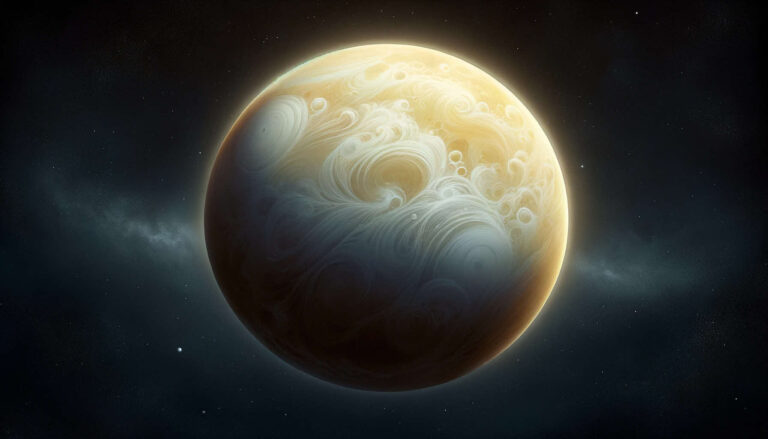 Вот иллюстрация планеты Венера, реалистично изображенной в космосе.