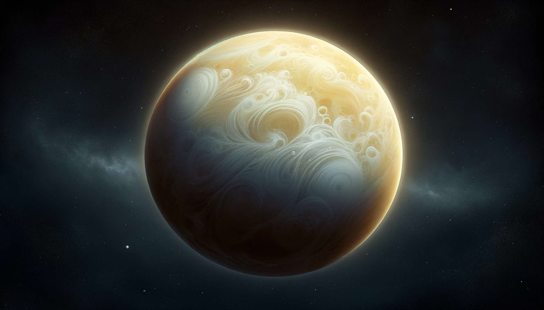 Вот иллюстрация планеты Венера, реалистично изображенной в космосе.