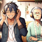 Вы можете увидеть молодого человека, наслаждающегося музыкой, и пожилую женщину, выражающую свою неприязнь к ней